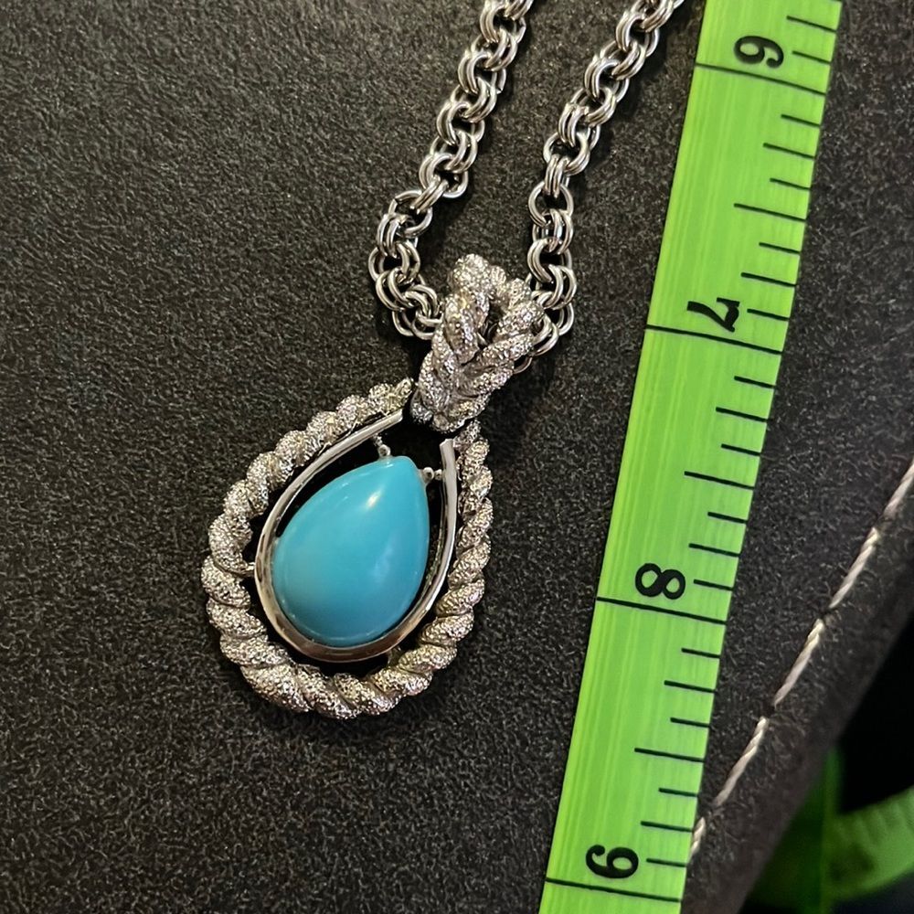 Vintage Avon Faux turquoise and silver tone double chain necklace - Picture 5 of 5